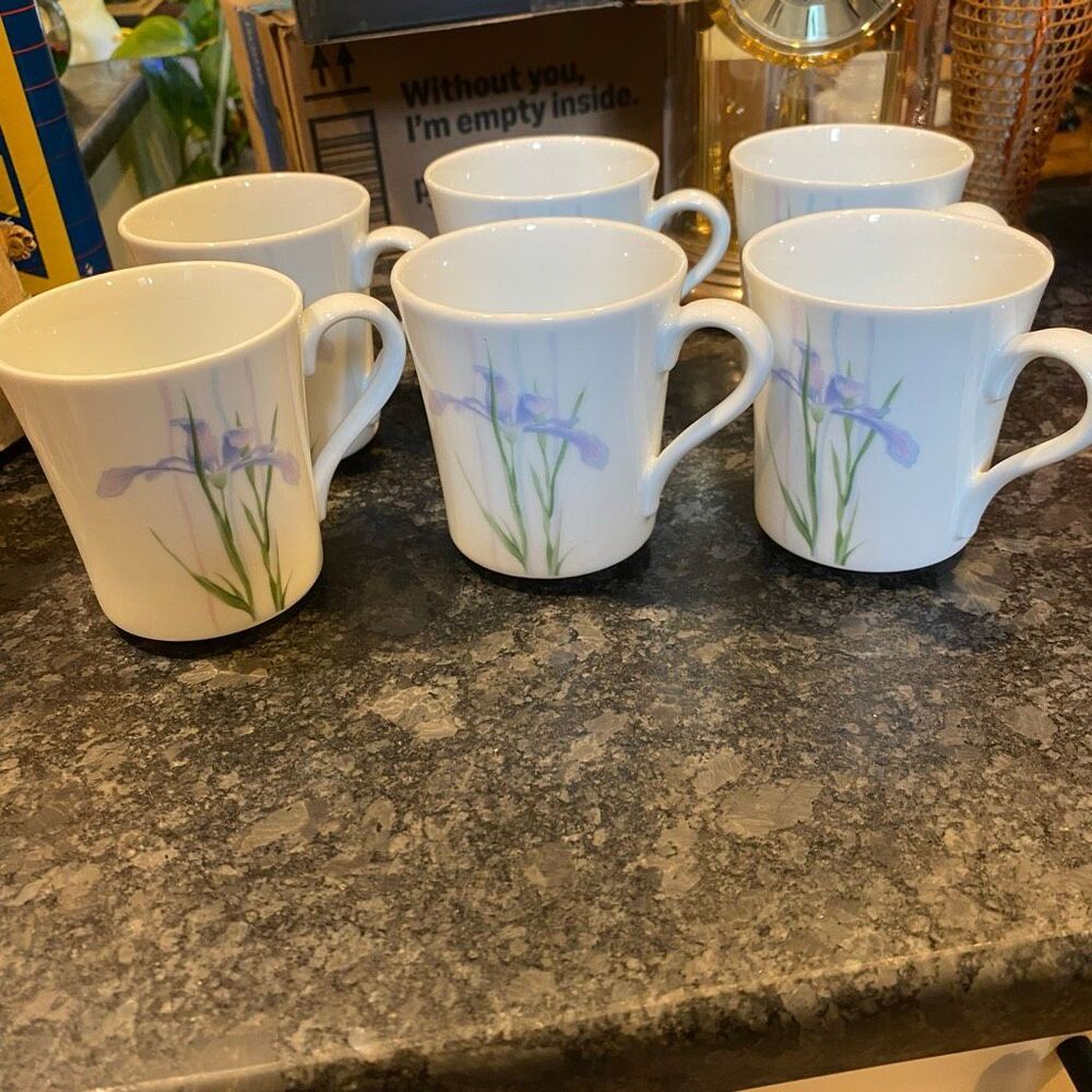 Corning Corelle Shadow Iris Coffee Mugs 11 oz Set of 6 Cups